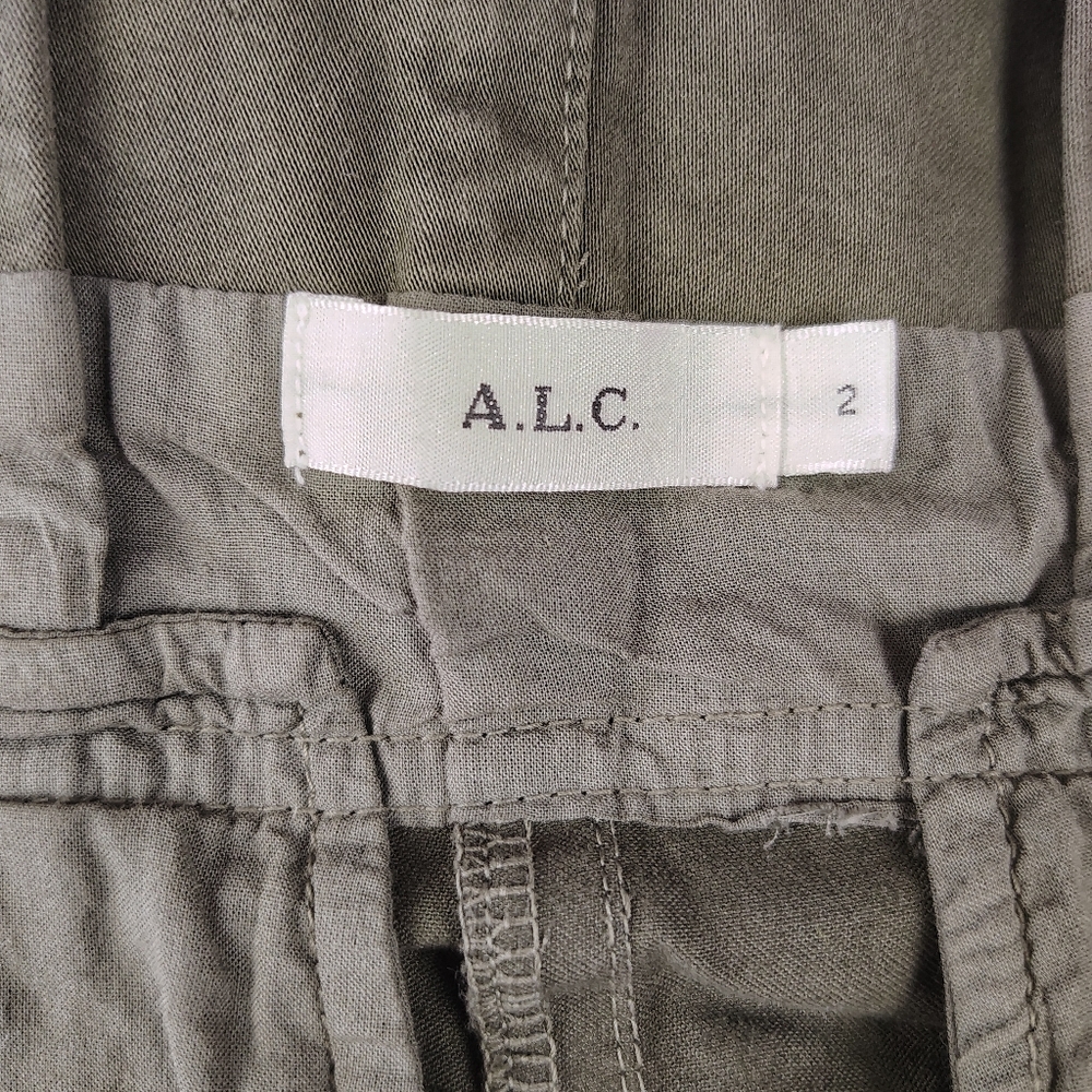A.L.C Krew High-Waisted Tie-Waist Pants In Olive Size 2 Retail: $395 - Picture 6 of 7